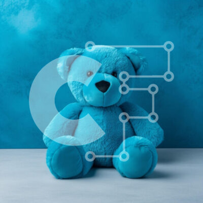 Intra Συλλεκτικό Ξύλινο Παζλ Plywood  4mm - Χαριτωμένο μπλε αρκουδάκι σε φόντο τιρκουάζ Σε Ξύλινο Κουτί - Διαστάσεις: 10x10 cm – 25 κομμάτια - Image 1