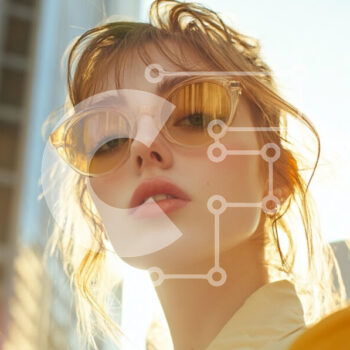 Intra Συλλεκτικό Ξύλινο Παζλ Plywood  4mm - Γυναίκα με κίτρινα γυαλιά ηλίου Σε Ξύλινο Κουτί - Διαστάσεις Puzzle: 10x10 cm – 25 κομμάτια - Image 1