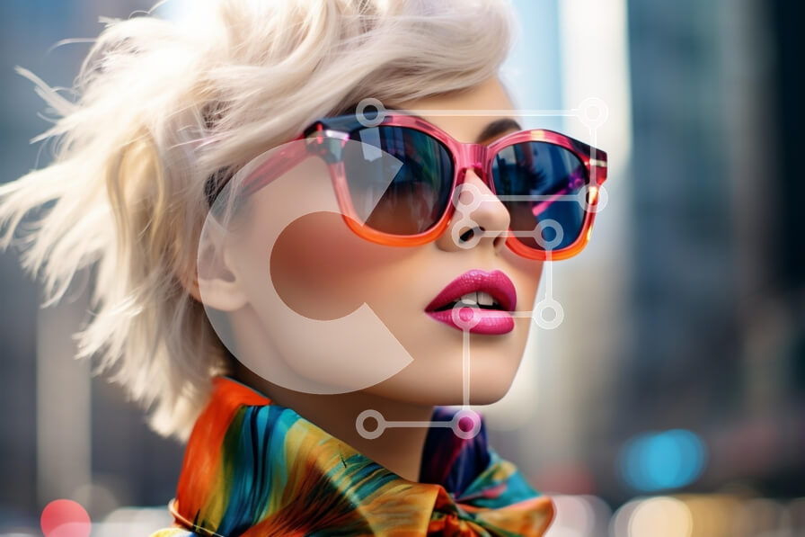 Intra Συλλεκτικό Ξύλινο Παζλ Plywood  4mm - Κομψό άτομο με γυαλιά ηλίου με πολύχρωμο κασκόλ Σε Ξύλινο Κουτί - Διαστάσεις Puzzle: 10x10 cm – 25 κομμάτια