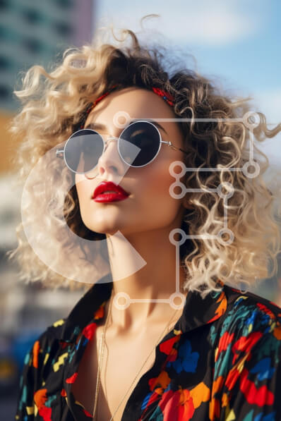 Intra Συλλεκτικό Ξύλινο Παζλ Plywood  4mm - Κομψή γυναίκα με γυαλιά ηλίου και φλοράλ πουκάμισο Σε Ξύλινο Κουτί - Διαστάσεις Puzzle: 10x10 cm – 25 κομμάτια