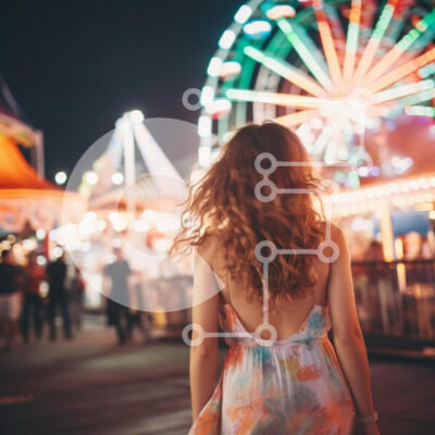 Intra Συλλεκτικό Ξύλινο Παζλ Plywood 4mm - Νυχτερινό καρναβάλι με πολύχρωμα φώτα Σε Ξύλινο Κουτί - Διαστάσεις Puzzle: 10x10 cm – 25 κομμάτια - Image 1