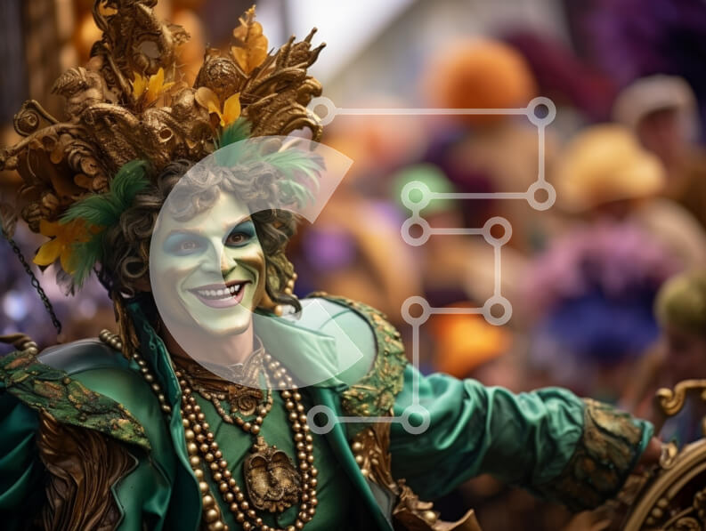 Intra Συλλεκτικό Ξύλινο Παζλ Plywood  4mm - Καλλιτέχνης του Φεστιβάλ χαμογελώντας με πράσινη στολή Σε Ξύλινο Κουτί - Διαστάσεις: 10x10 cm – 25 κομμάτια