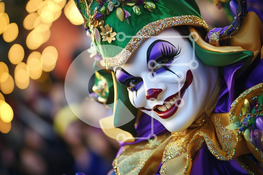 Intra Συλλεκτικό Ξύλινο Παζλ Plywood  4mm - Πολύχρωμο γελωτοποιό με εορταστικό σκηνικό Σε Ξύλινο Κουτί - Διαστάσεις: 10x10 cm – 25 κομμάτια