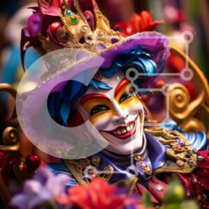 Intra Συλλεκτικό Ξύλινο Παζλ Plywood  4mm - Ζωντανή αποκριάτικη μάσκα με λουλουδάτο φόντο Σε Ξύλινο Κουτί - Διαστάσεις Puzzle: 10x10 cm – 25 κομμάτια