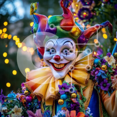 Intra Συλλεκτικό Ξύλινο Παζλ Plywood  4mm - Πολύχρωμη φιγούρα κλόουν σε ένα εορταστικό σκηνικό Σε Ξύλινο Κουτί - Διαστάσεις: 10x10 cm – 25 κομμάτια - Image 1