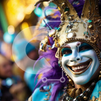 Intra Συλλεκτικό Ξύλινο Παζλ Plywood  4mm - Αποκριάτικη γιορτή με περίτεχνη φορεσιά Σε Ξύλινο Κουτί - Διαστάσεις: 10x10 cm – 25 κομμάτια - Image 1