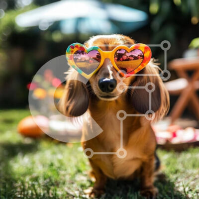 Intra Συλλεκτικό Ξύλινο Παζλ Plywood 4mm - Dachshund με γυαλιά ηλίου σε σχήμα καρδιάς Σε Ξύλινο Κουτί - Διαστάσεις: 10x10 cm – 25 κομμάτια - Image 1