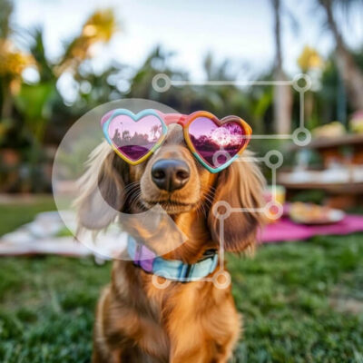 Intra Συλλεκτικό Ξύλινο Παζλ Plywood  4mm - Σκύλος Dachshund με γυαλιά ηλίου σε σχήμα καρδιάς Σε Ξύλινο Κουτί - Διαστάσεις: 10x10 cm – 25 κομμάτια - Image 1