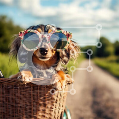 Intra Συλλεκτικό Ξύλινο Παζλ Plywood  4mm - Σκύλος με γυαλιά ηλίου που απολαμβάνει μια γραφική βόλτα Σε Ξύλινο Κουτί - Διαστάσεις: 10x10 cm – 25 κομμάτια - Image 1