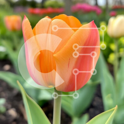 Intra Συλλεκτικό Ξύλινο Παζλ Plywood  4mm - Ανθισμένη τουλίπα την άνοιξη Σε Ξύλινο Κουτί - Διαστάσεις: 10x10 cm – 25 κομμάτια - Image 1