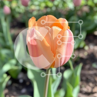 Intra Συλλεκτικό Ξύλινο Παζλ Plywood  4mm - Ανθισμένη τουλίπα την άνοιξη Σε Ξύλινο Κουτί - Διαστάσεις: 10x10 cm – 25 κομμάτια - Image 1