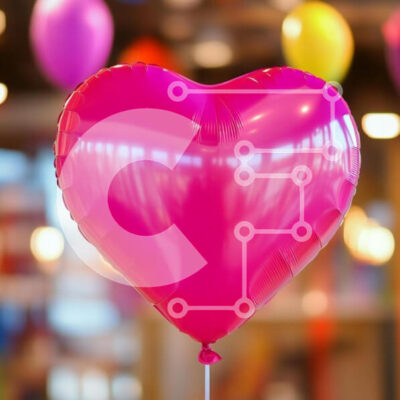 Intra Συλλεκτικό Ξύλινο Παζλ Plywood  4mm - Ροζ μπαλόνι σε σχήμα καρδιάς Σε Ξύλινο Κουτί - Διαστάσεις Puzzle: 10x10 cm – 25 κομμάτια - Image 1