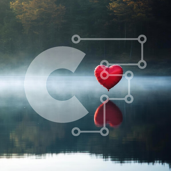 Intra Συλλεκτικό Ξύλινο Παζλ Plywood  4mm - Μπαλόνι σε σχήμα καρδιάς σε μια ομιχλώδη λίμνη Σε Ξύλινο Κουτί - Διαστάσεις: 10x10 cm – 25 κομμάτια