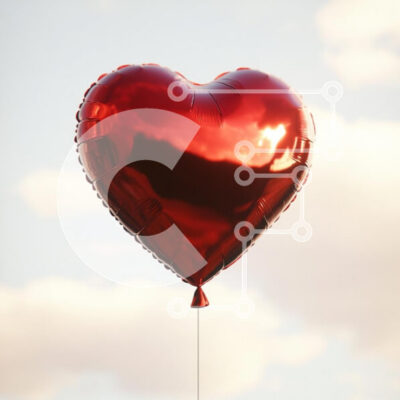 Intra Συλλεκτικό Ξύλινο Παζλ Plywood  4mm - Κόκκινο μπαλόνι σε σχήμα καρδιάς ενάντια σε έναν συννεφιασμένο ουρανό Σε Ξύλινο Κουτί - Διαστάσεις Puzzle: 10x10 cm – 25 κομμάτια - Image 1