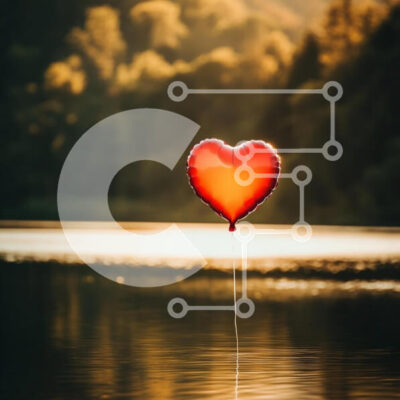 Intra Συλλεκτικό Ξύλινο Παζλ Plywood 4mm - Μπαλόνι σε σχήμα καρδιάς πάνω από το νερό στο ηλιοβασίλεμα Σε Ξύλινο Κουτί - Διαστάσεις: 10x10 cm – 25 κομμάτια - Image 1