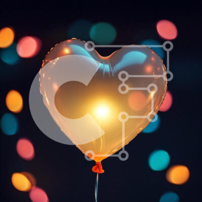 Intra Συλλεκτικό Ξύλινο Παζλ Plywood  4mm - Λαμπερό μπαλόνι σε σχήμα καρδιάς με πολύχρωμο φόντο Bokeh Σε Ξύλινο Κουτί - Διαστάσεις Puzzle: 10x10 cm – 25 κομμάτια - Image 1