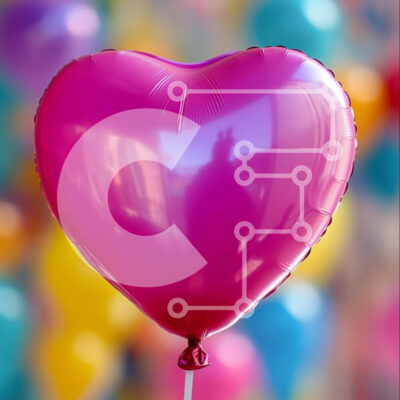 Intra Συλλεκτικό Ξύλινο Παζλ Plywood  4mm - Δονούμενο μπαλόνι σε σχήμα καρδιάς με πολύχρωμο φόντο Σε Ξύλινο Κουτί - Διαστάσεις Puzzle: 10x10 cm – 25 κομμάτια - Image 1