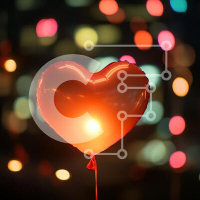 Intra Συλλεκτικό Ξύλινο Παζλ Plywood 4mm - Μπαλόνι σε σχήμα καρδιάς με πολύχρωμα φώτα φόντου Σε Ξύλινο Κουτί - Διαστάσεις: 10x10 cm – 25 κομμάτια - Image 1