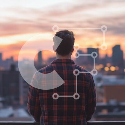 Intra Συλλεκτικό Ξύλινο Παζλ Plywood 4mm - Πρόσωπο με θέα στον ορίζοντα της πόλης στο ηλιοβασίλεμα Σε Ξύλινο Κουτί - Διαστάσεις Puzzle: 10x10 cm – 25 κομμάτια - Image 1