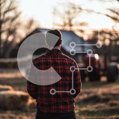 Intra Συλλεκτικό Ξύλινο Παζλ Plywood  4mm - Άνδρας με καρό πουκάμισο με θέα σε μια αγροτική φάρμα στο ηλιοβασίλεμα Σε Ξύλινο Κουτί - Διαστάσεις Puzzle: 10x10 cm – 25 κομμάτια - Image 1