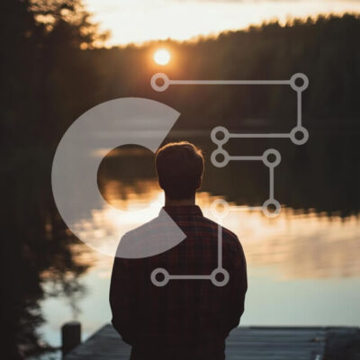 Intra Συλλεκτικό Ξύλινο Παζλ Plywood  4mm - Πρόσωπο που κοιτάζει το ηλιοβασίλεμα πάνω από μια λίμνη Σε Ξύλινο Κουτί - Διαστάσεις: 10x10 cm – 25 κομμάτια - Image 1