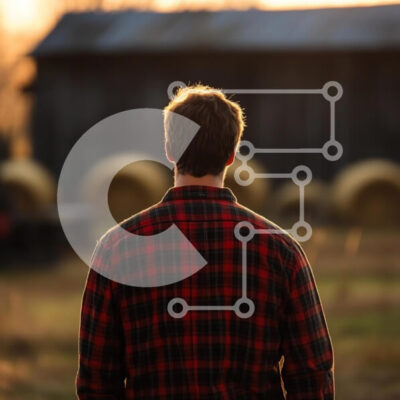 Intra Συλλεκτικό Ξύλινο Παζλ Plywood  4mm - Στοχαστικός νεαρός άνδρας στο ηλιοβασίλεμα σε ένα αγρόκτημα Σε Ξύλινο Κουτί - Διαστάσεις: 10x10 cm – 25 κομμάτια - Image 1