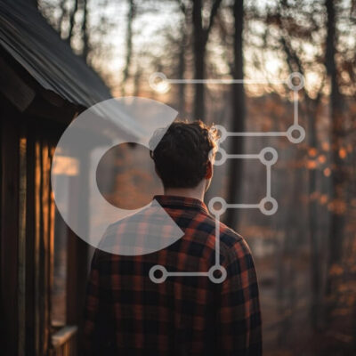 Intra Συλλεκτικό Ξύλινο Παζλ Plywood 4mm - Νεαρός άνδρας στη φύση κατά τη διάρκεια του ηλιοβασιλέματος Σε Ξύλινο Κουτί - Διαστάσεις: 10x10 cm – 25 κομμάτια - Image 1