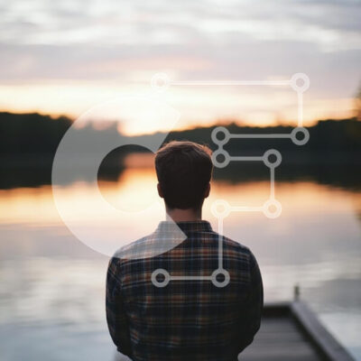 Intra Συλλεκτικό Ξύλινο Παζλ Plywood  4mm - Στοχαστική στιγμή δίπλα στη λίμνη στο ηλιοβασίλεμα Σε Ξύλινο Κουτί - Διαστάσεις: 10x10 cm – 25 κομμάτια - Image 1