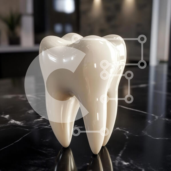 Intra Συλλεκτικό Ξύλινο Παζλ Plywood  4mm - Γυαλιστερό γλυπτό δοντιών σε μαύρη μαρμάρινη επιφάνεια Σε Ξύλινο Κουτί - Διαστάσεις: 10x10 cm – 25 κομμάτια