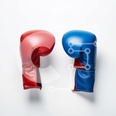 Intra Συλλεκτικό Ξύλινο Παζλ Plywood  4mm - Κόκκινα και μπλε γάντια του μποξ σε άσπρο φόντο Σε Ξύλινο Κουτί - Διαστάσεις Puzzle: 10x10 cm – 25 κομμάτια - Image 1