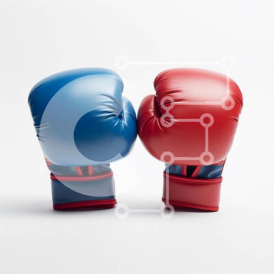 Intra Συλλεκτικό Ξύλινο Παζλ Plywood  4mm - Ζευγάρι γάντια του μποξ σε μπλε και κόκκινο χρώμα Σε Ξύλινο Κουτί - Διαστάσεις Puzzle: 10x10 cm – 25 κομμάτια - Image 1