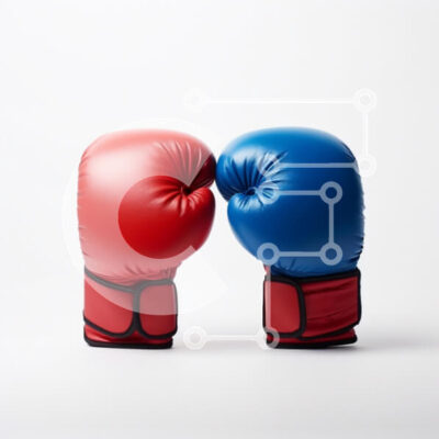 Intra Συλλεκτικό Ξύλινο Παζλ Plywood  4mm - Κόκκινα και μπλε γάντια του μποξ Σε Ξύλινο Κουτί - Διαστάσεις Puzzle: 10x10 cm – 25 κομμάτια - Image 1