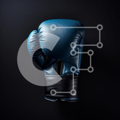 Intra Συλλεκτικό Ξύλινο Παζλ Plywood  4mm - Μπλε γάντι του μποξ σε μαύρο φόντο Σε Ξύλινο Κουτί - Διαστάσεις Puzzle: 10x10 cm – 25 κομμάτια - Image 1