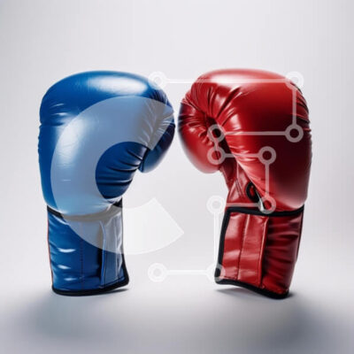 Intra Συλλεκτικό Ξύλινο Παζλ Plywood  4mm - Γάντια του μποξ σε μπλε και κόκκινο χρώμα Σε Ξύλινο Κουτί - Διαστάσεις Puzzle: 10x10 cm – 25 κομμάτια - Image 1