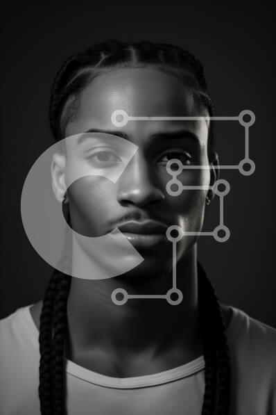 Intra Συλλεκτικό Ξύλινο Παζλ Plywood  4mm - Πορτρέτο ενός νεαρού άνδρα σε μαύρο και άσπρο Σε Ξύλινο Κουτί - Διαστάσεις Puzzle: 10x10 cm – 25 κομμάτια