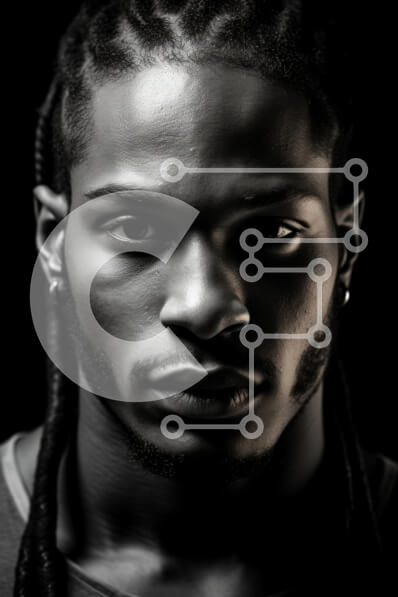 Intra Συλλεκτικό Ξύλινο Παζλ Plywood  4mm - Πορτρέτο ενός άνδρα με πλεκτά μαλλιά Σε Ξύλινο Κουτί - Διαστάσεις Puzzle: 10x10 cm – 25 κομμάτια