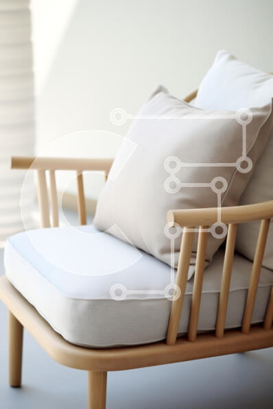 Intra Συλλεκτικό Ξύλινο Παζλ Plywood  4mm - Μινιμαλιστική πολυθρόνα με μαξιλάρια Σε Ξύλινο Κουτί - Διαστάσεις Puzzle: 10x10 cm – 25 κομμάτια