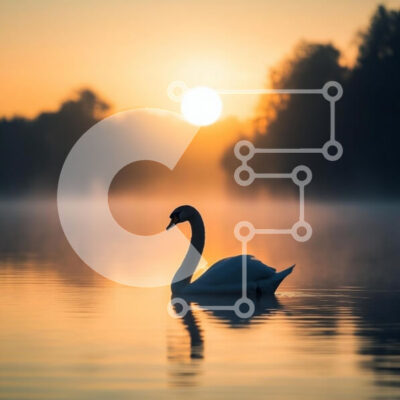 Intra Συλλεκτικό Ξύλινο Παζλ Plywood 4mm - Κύκνος στην ανατολή του ηλίου σε μια ήρεμη λίμνη Σε Ξύλινο Κουτί - Διαστάσεις: 10x10 cm – 25 κομμάτια - Image 1