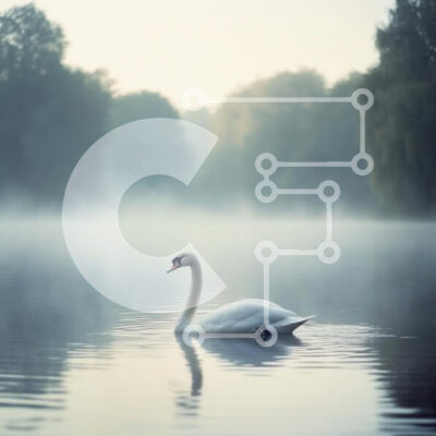 Intra Συλλεκτικό Ξύλινο Παζλ Plywood 4mm - Κύκνος που γλιστρά σε μια ομιχλώδη λίμνη Σε Ξύλινο Κουτί - Διαστάσεις: 10x10 cm – 25 κομμάτια - Image 1