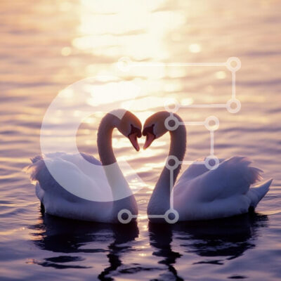 Intra Συλλεκτικό Ξύλινο Παζλ Plywood  4mm - Ερωτευμένοι κύκνοι στο ηλιοβασίλεμα Σε Ξύλινο Κουτί - Διαστάσεις: 10x10 cm – 25 κομμάτια - Image 1