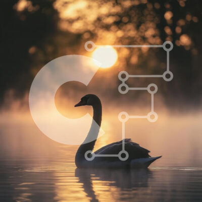 Intra Συλλεκτικό Ξύλινο Παζλ Plywood 4mm - Κύκνος στην ανατολή του ηλίου στο ομιχλώδες νερό Σε Ξύλινο Κουτί - Διαστάσεις: 10x10 cm – 25 κομμάτια - Image 1