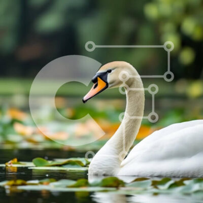 Intra Συλλεκτικό Ξύλινο Παζλ Plywood  4mm - Κομψός Κύκνος που γλιστρά σε μια γαλήνια λίμνη Σε Ξύλινο Κουτί - Διαστάσεις: 10x10 cm – 25 κομμάτια - Image 1