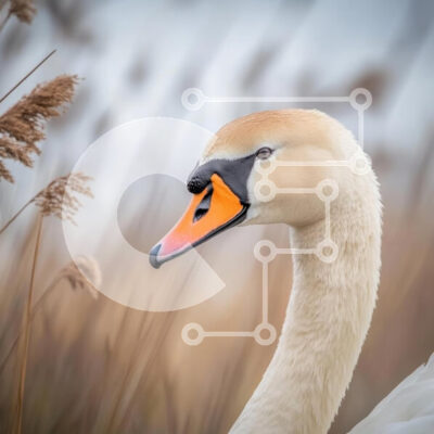 Intra Συλλεκτικό Ξύλινο Παζλ Plywood  4mm - Κοντινό πλάνο του κεφαλιού ενός κύκνου Σε Ξύλινο Κουτί - Διαστάσεις: 10x10 cm – 25 κομμάτια - Image 1