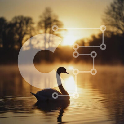 Intra Συλλεκτικό Ξύλινο Παζλ Plywood 4mm - Κύκνος στην ανατολή του ηλίου σε μια ήρεμη λίμνη Σε Ξύλινο Κουτί - Διαστάσεις: 10x10 cm – 25 κομμάτια - Image 1