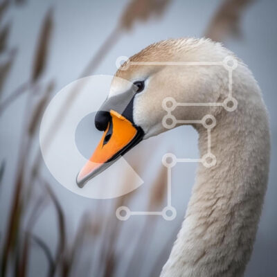 Intra Συλλεκτικό Ξύλινο Παζλ Plywood  4mm - Κοντινό πλάνο ενός Κύκνου Σε Ξύλινο Κουτί - Διαστάσεις: 10x10 cm – 25 κομμάτια - Image 1