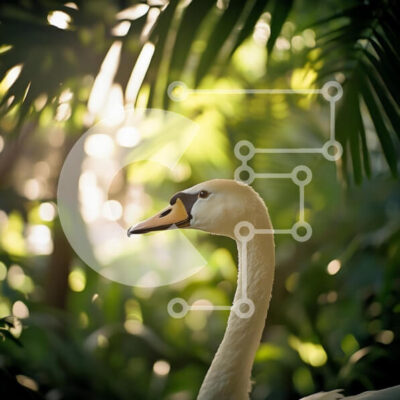 Intra Συλλεκτικό Ξύλινο Παζλ Plywood  4mm - Κομψός κύκνος στο καταπράσινο τοπίο Σε Ξύλινο Κουτί - Διαστάσεις: 10x10 cm – 25 κομμάτια - Image 1