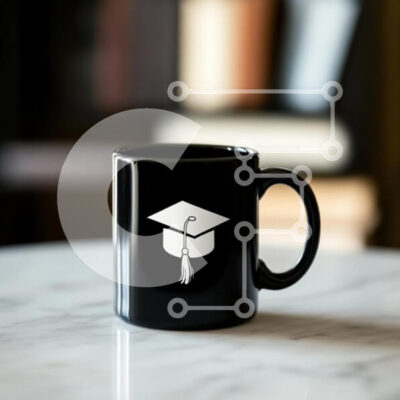 Intra Συλλεκτικό Ξύλινο Παζλ Plywood  4mm - Μαύρη κούπα με σχέδιο αποφοίτησης Σε Ξύλινο Κουτί - Διαστάσεις Puzzle: 10x10 cm – 25 κομμάτια - Image 1