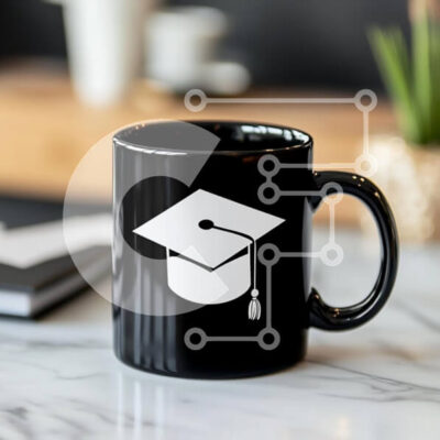 Intra Συλλεκτικό Ξύλινο Παζλ Plywood  4mm - Μαύρη κούπα καφέ αποφοίτησης Σε Ξύλινο Κουτί - Διαστάσεις: 10x10 cm – 25 κομμάτια - Image 1