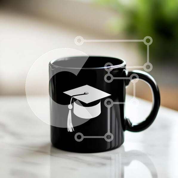 Intra Συλλεκτικό Ξύλινο Παζλ Plywood  4mm - Μαύρη κούπα με σχέδιο αποφοίτησης Σε Ξύλινο Κουτί - Διαστάσεις: 10x10 cm – 25 κομμάτια