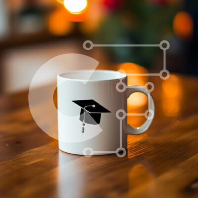 Intra Συλλεκτικό Ξύλινο Παζλ Plywood  4mm - Λευκή κούπα καφέ με σχέδιο αποφοίτησης Σε Ξύλινο Κουτί - Διαστάσεις: 10x10 cm – 25 κομμάτια - Image 1